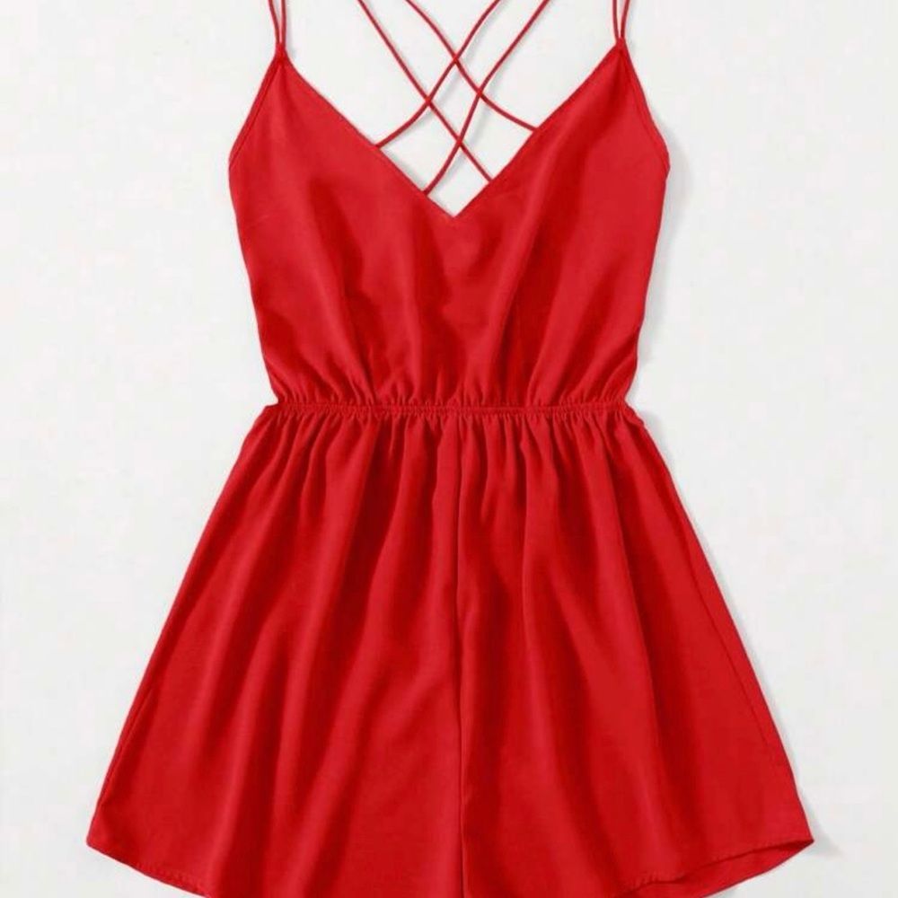 Elegant Red Women's Romper